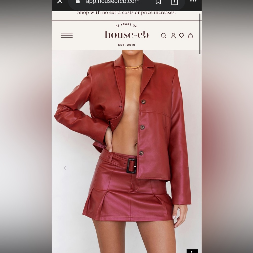House of cb faux leather jacket red